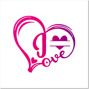 letter i monogram in the shape of love Posters and Art